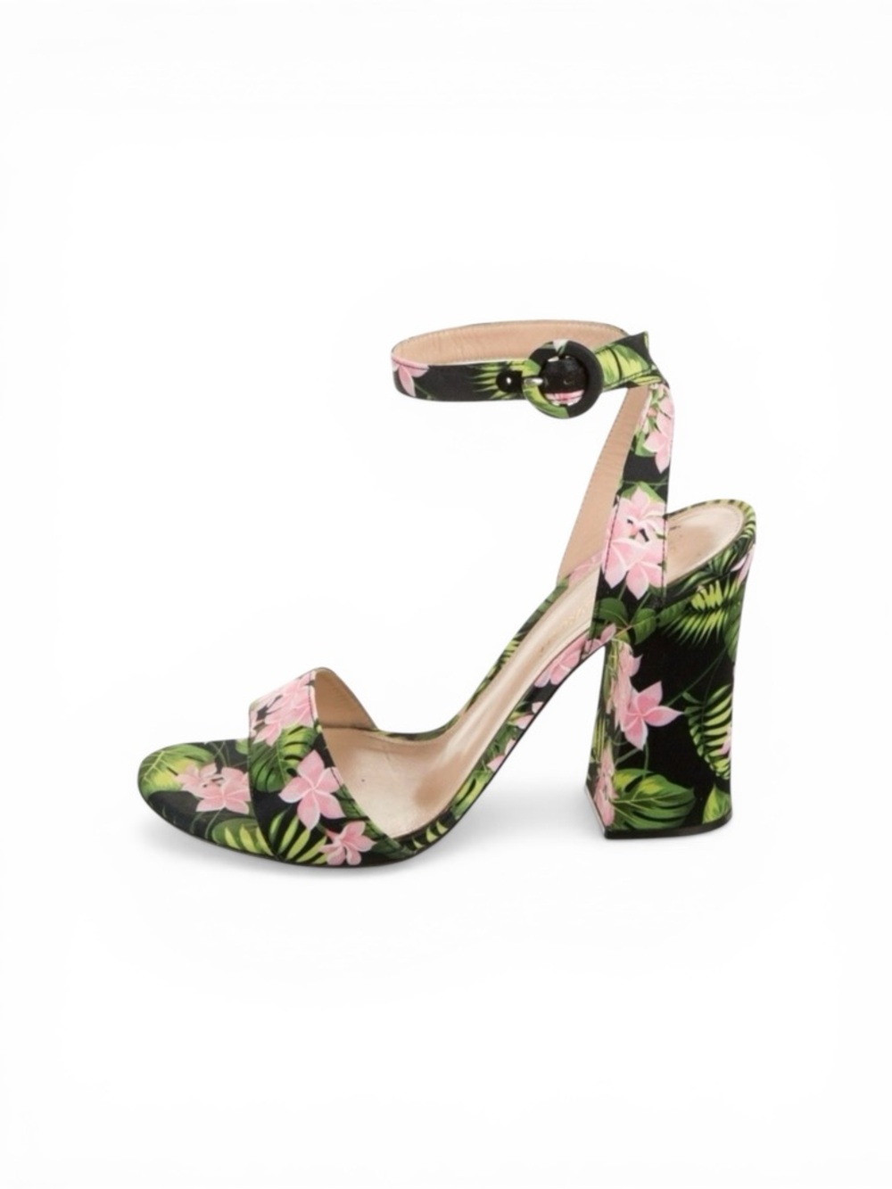 Gianvito Rossi Tandi Floral Satin Ankle Strap Sandals Size 38 US 8